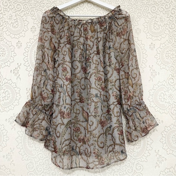 Soft Surroundings Aitana Peasant Boho Tunic Top Sage Print - Picture 6 of 10